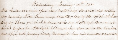 14 January 1880 journal entry